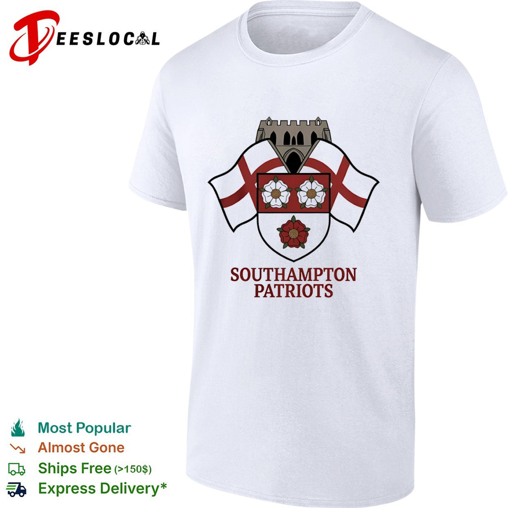 Southampton Patriots Shield Crest Rose Logo England Flag Shirt