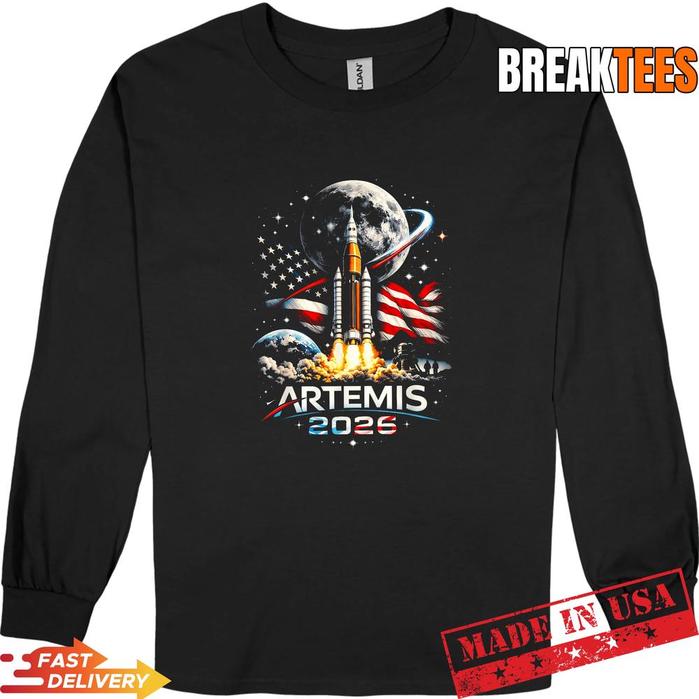 Space Rocket Launch Mission to The Moon Artemis 2 T-Shirt