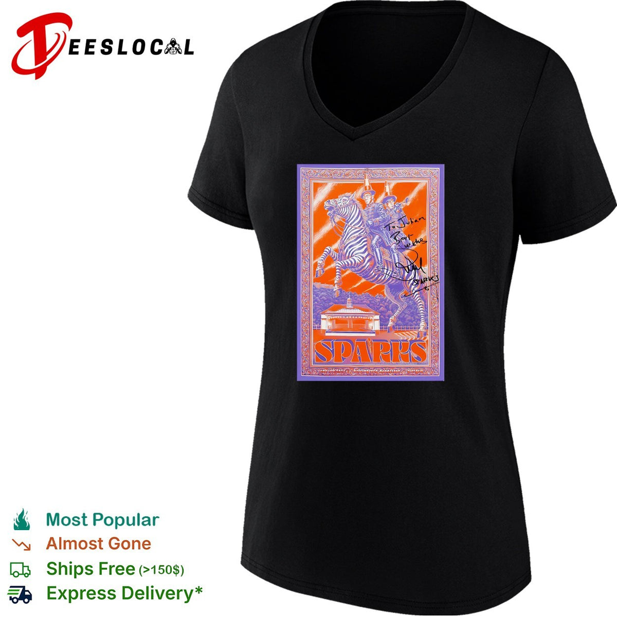 Sparks zebra rider vintage tour poster shirt