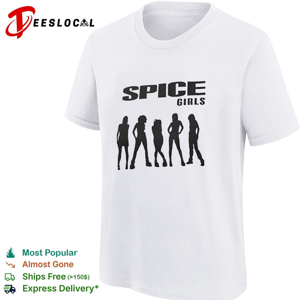 Spice Girls Logo and Silhouette Members Print Minimalist 90s Pop Culture Music shirt