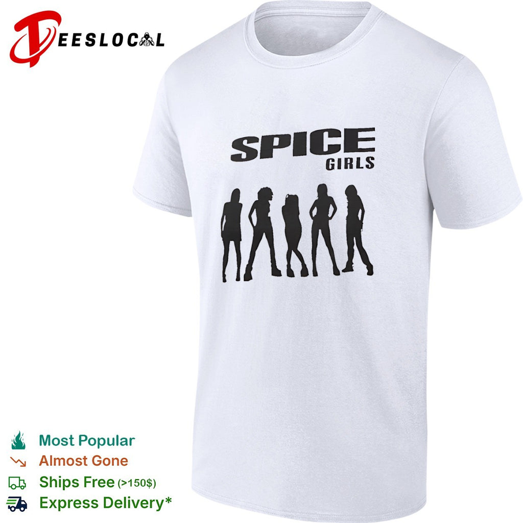 Spice Girls Logo and Silhouette Members Print Minimalist 90s Pop Culture Music shirt