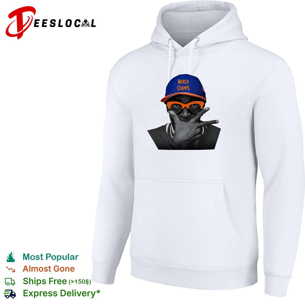 Spike Lee World Champs cap peace sign Knicks fan icon photo portrait shirt