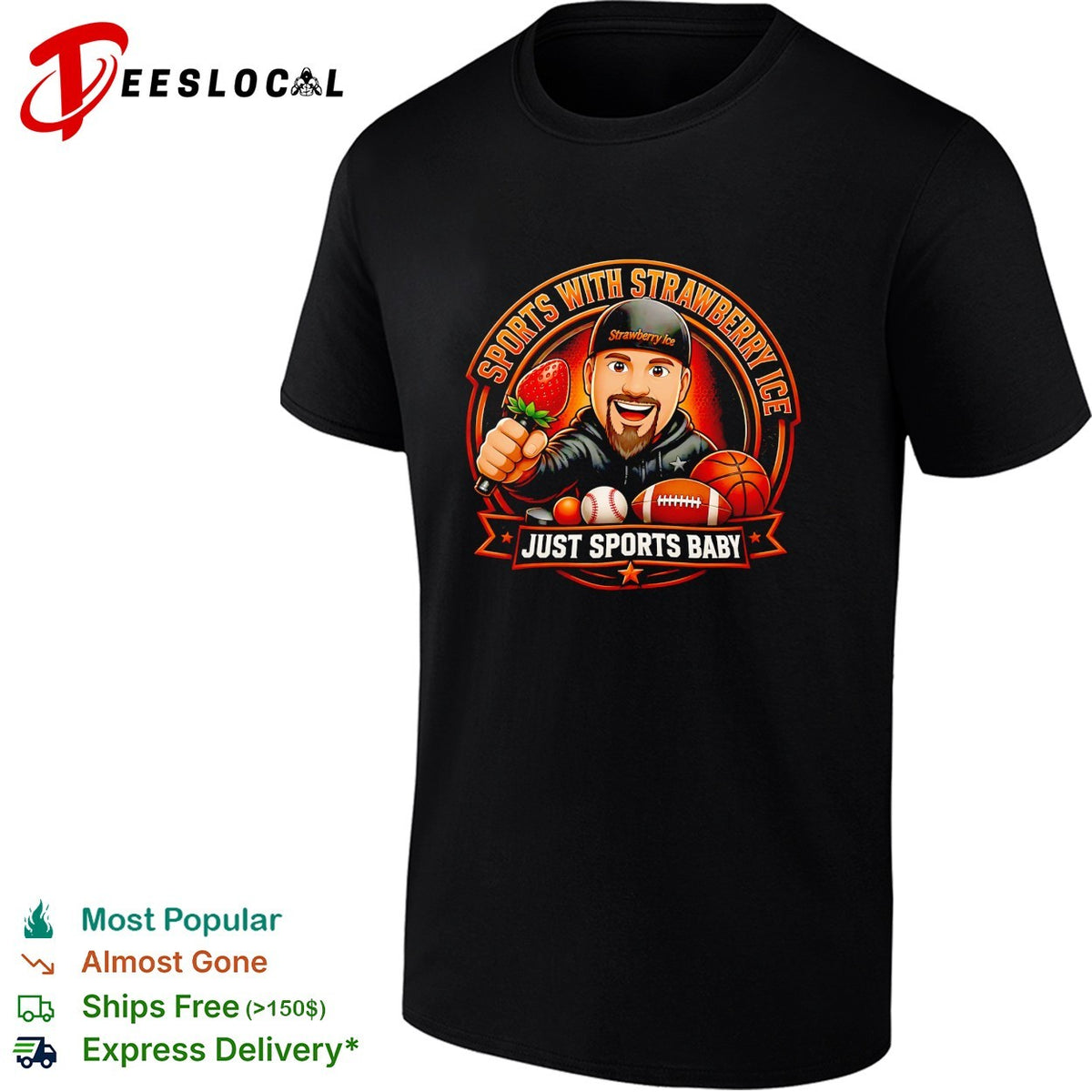Sports with Strawberry Ice just sports baby shirt with basketball and football