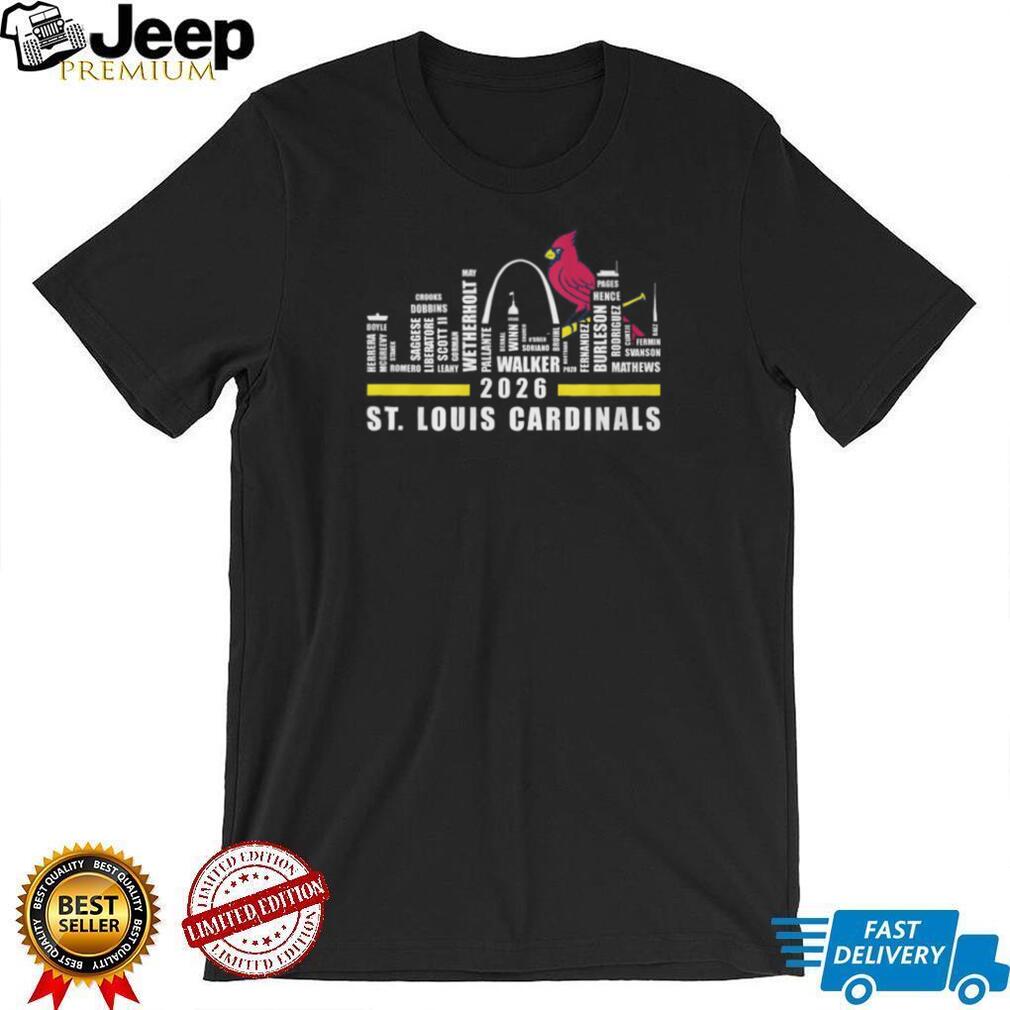 St Louis Cardinals 2026 Roster Player Names Gateway Arch City T Shirt