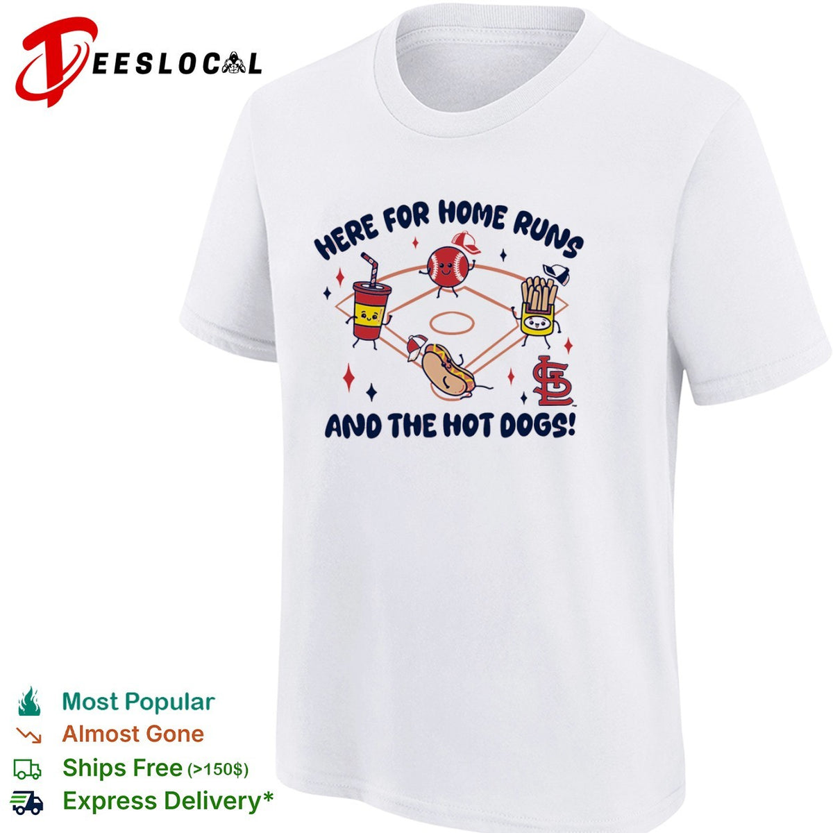 St Louis Cardinals Here for Home Runs and the Hot Dogs MLB mascot cartoon shirt