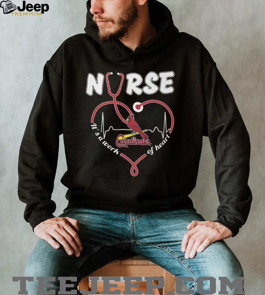St. Louis Baseball Nurse T Shirt Red Bird Nursing Work of Heart T Shirt