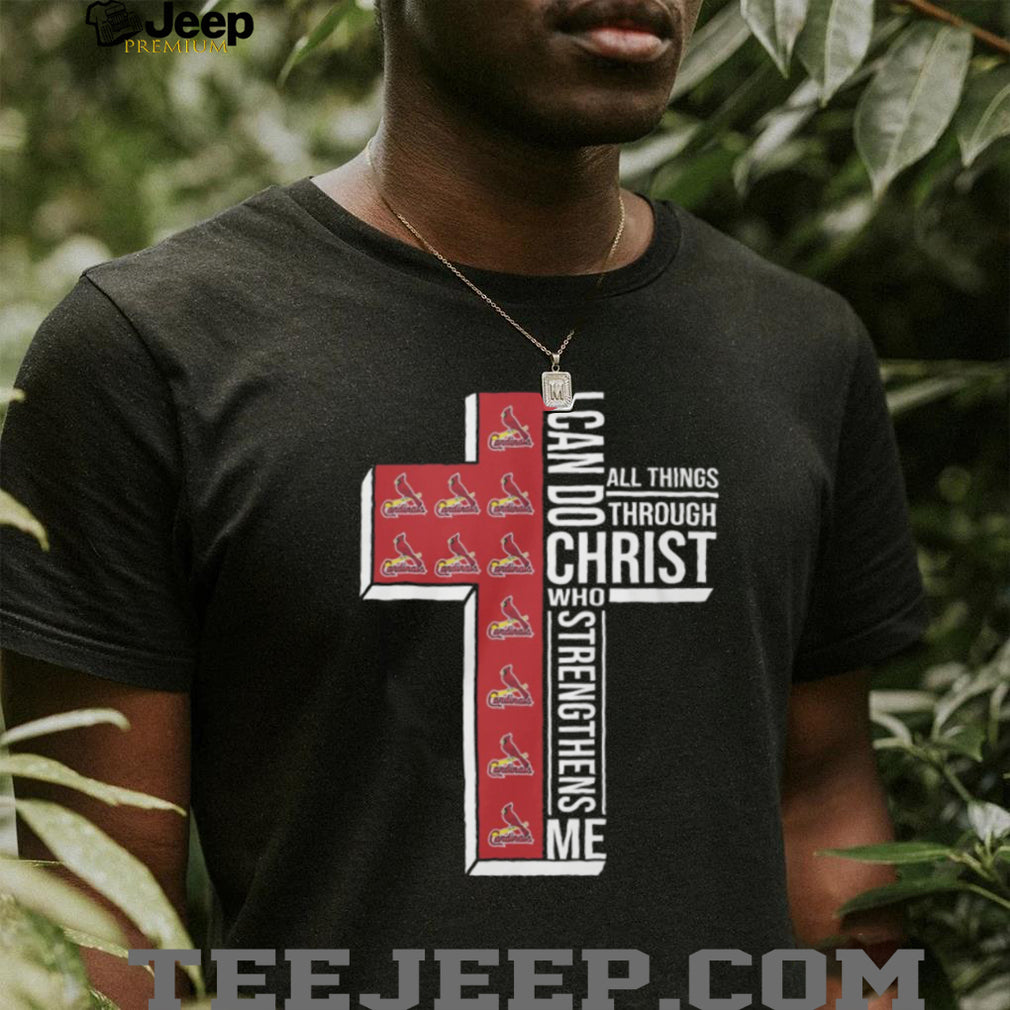 St. Louis Cardinals Baseball Cross “I Can Do All Things Through Christ” T Shirt