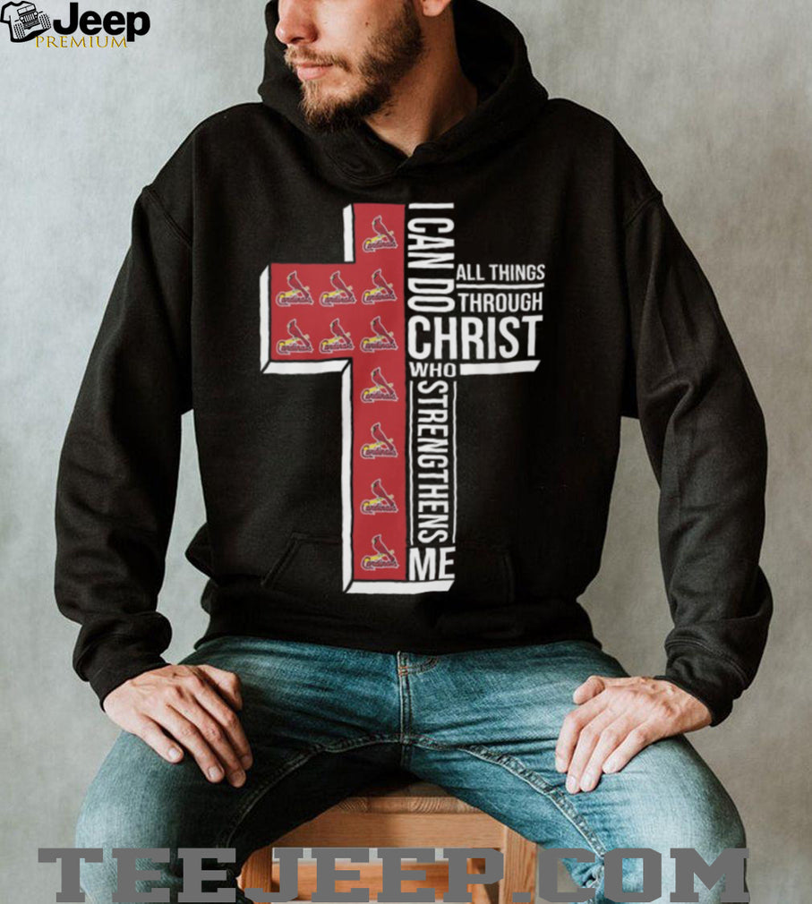 St. Louis Cardinals Baseball Cross “I Can Do All Things Through Christ” T Shirt