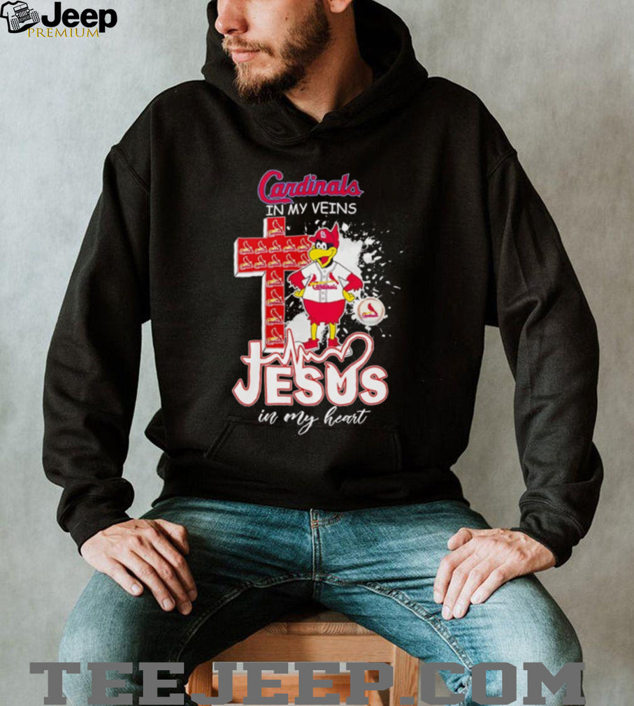 St. Louis Cardinals “Cardinals In My Veins, Jesus In My Heart” Christian Baseball Fan T Shirt