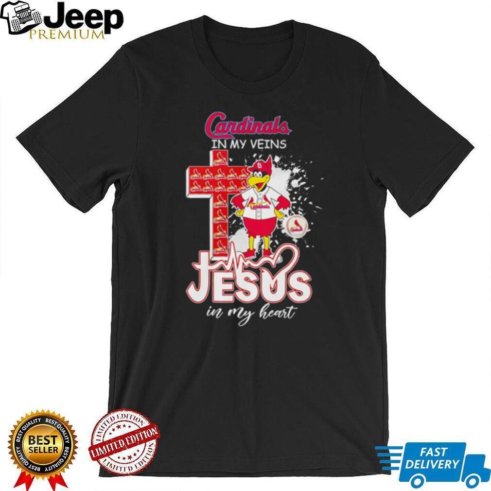 St. Louis Cardinals “Cardinals In My Veins, Jesus In My Heart” Christian Baseball Fan T Shirt