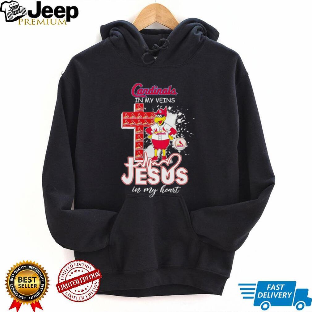 St. Louis Cardinals “Cardinals In My Veins, Jesus In My Heart” Christian Baseball Fan T Shirt