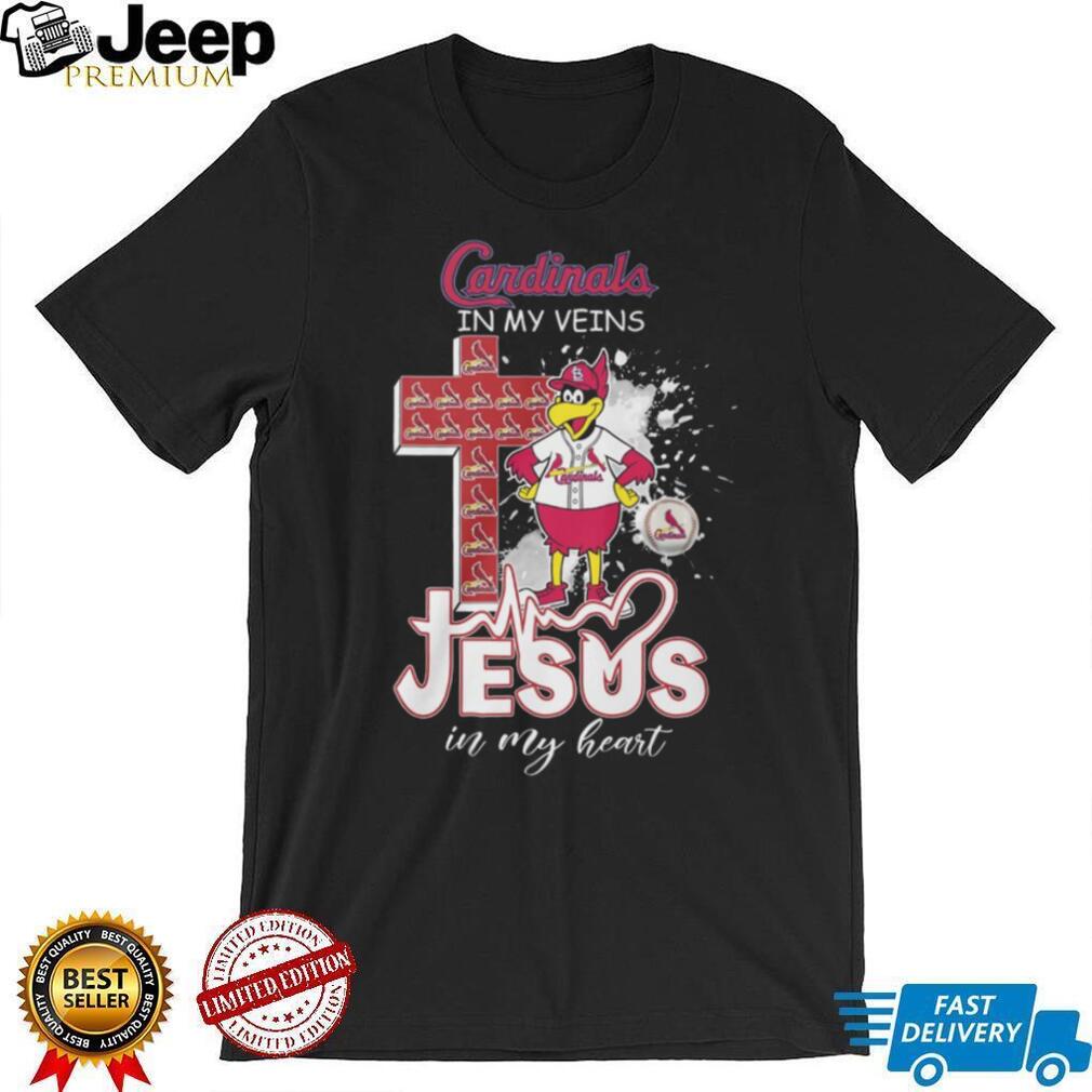 St. Louis Cardinals Christian Fan T Shirt Jesus in my Heart Cardinals in my Veins Baseball T Shirt