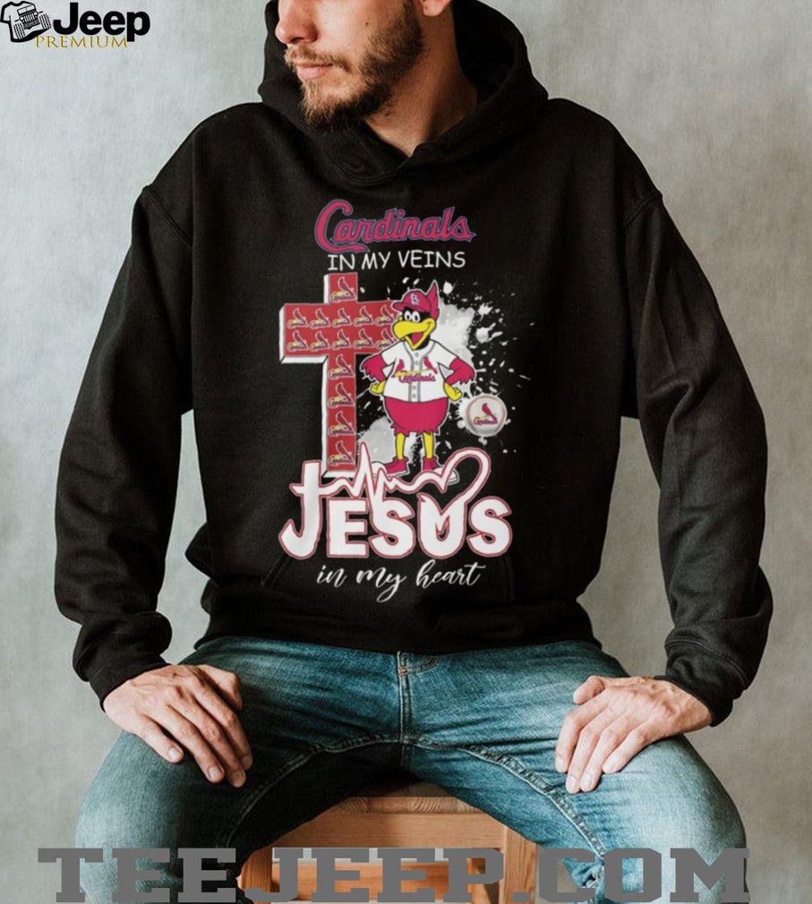 St. Louis Cardinals Christian Fan T Shirt Jesus in my Heart Cardinals in my Veins Baseball T Shirt