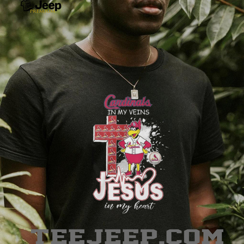 St. Louis Cardinals Christian Fan T Shirt Jesus in my Heart Cardinals in my Veins Baseball T Shirt