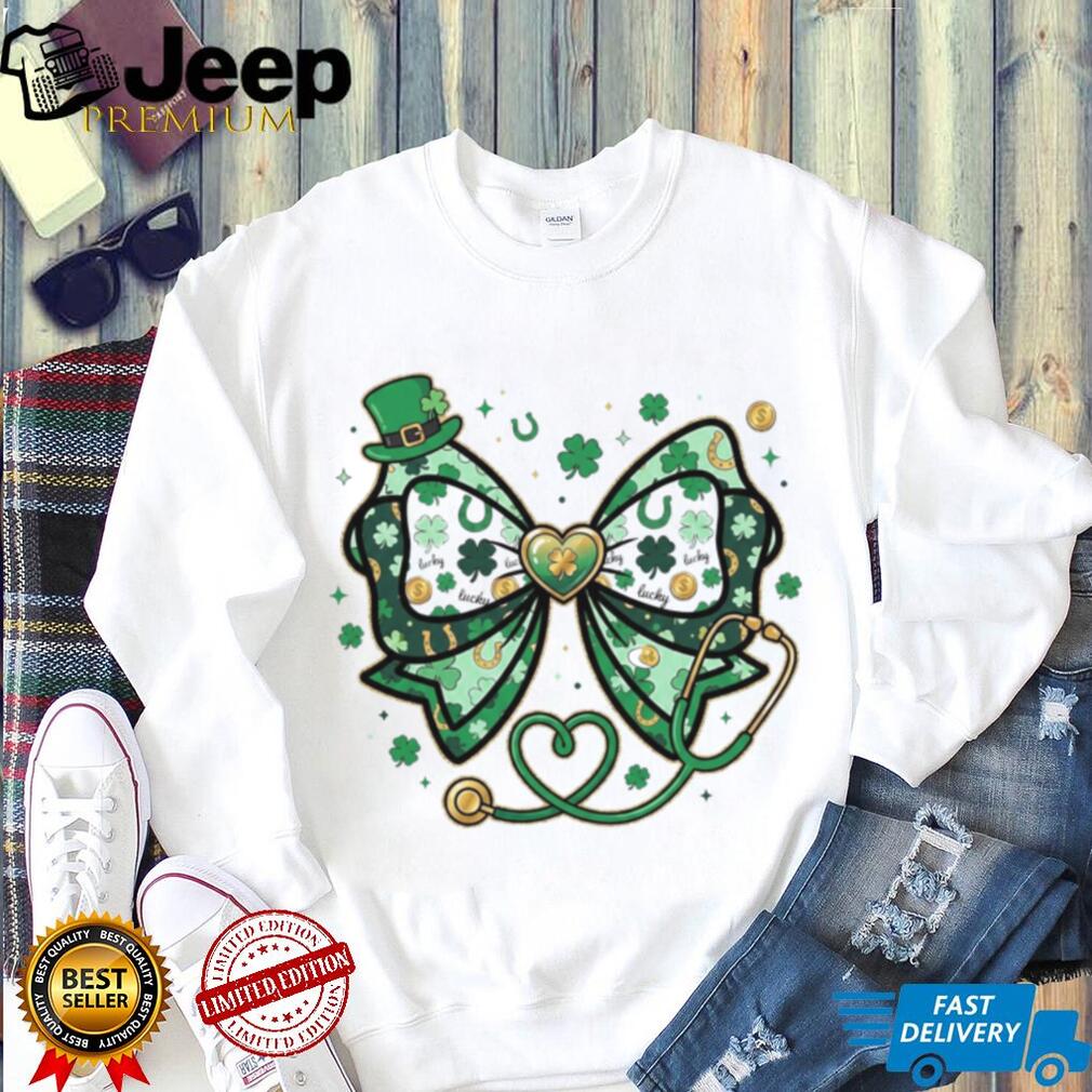 St. Patrick’s Day Nurse Stethoscope Clover Bow Lucky Healthcare Shirt