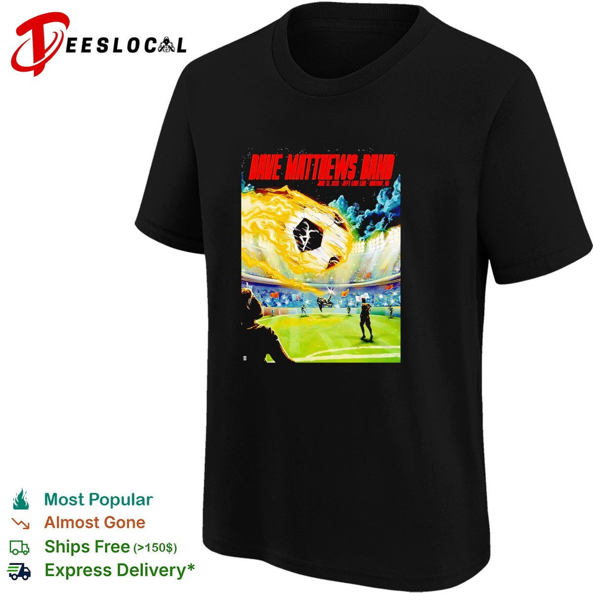 Stadium concert fireball soccer field sci-fi retro band poster version two shirt