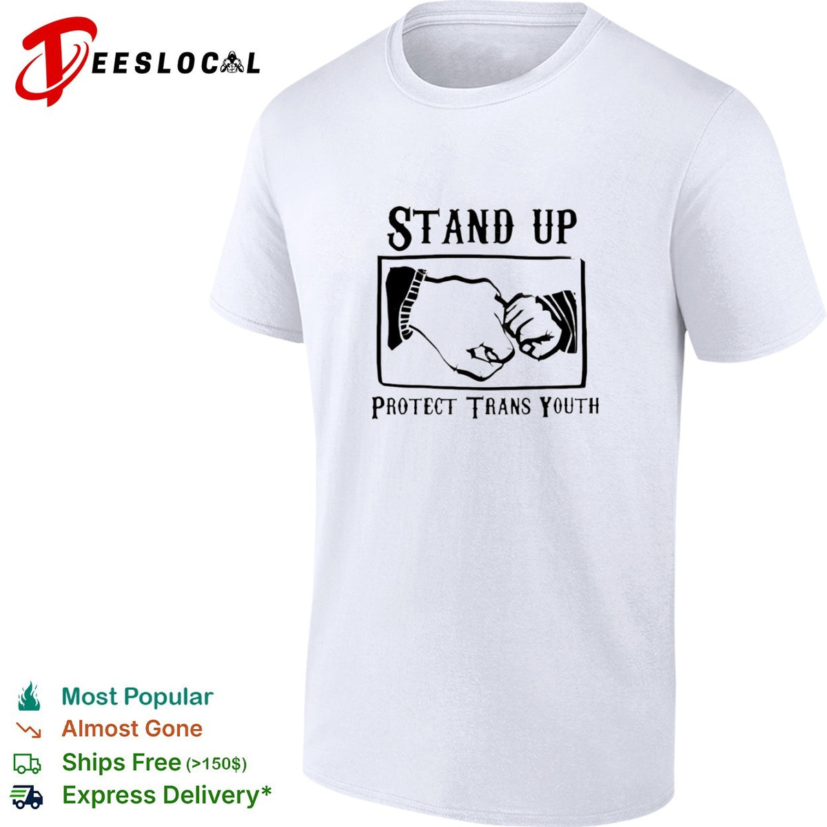 Stand up protect trans youth fist bump shirt