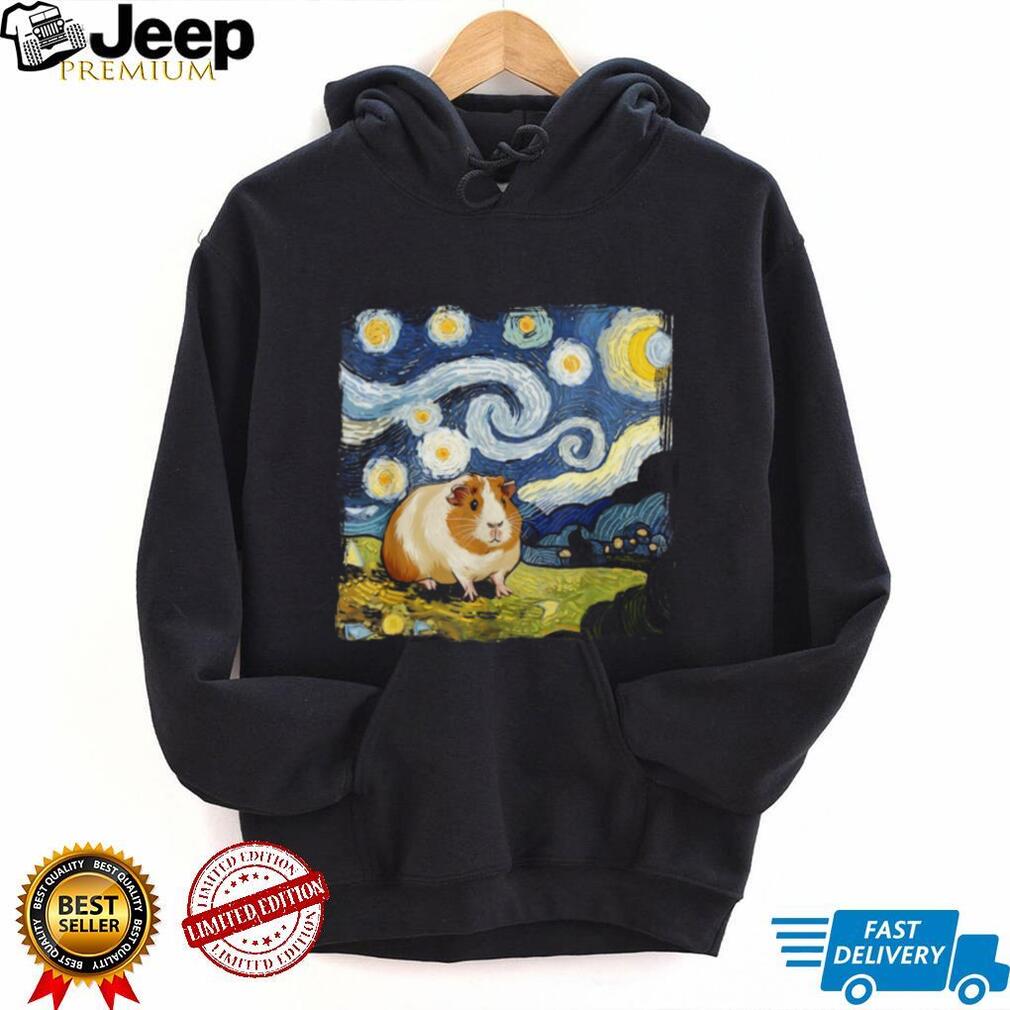 Starry Night Guinea Pig Van Gogh Style Artistic Pet Lover T Shirt