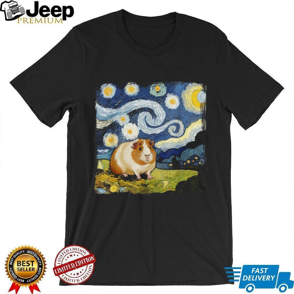 Starry Night Guinea Pig Van Gogh Style Artistic Pet Lover T Shirt