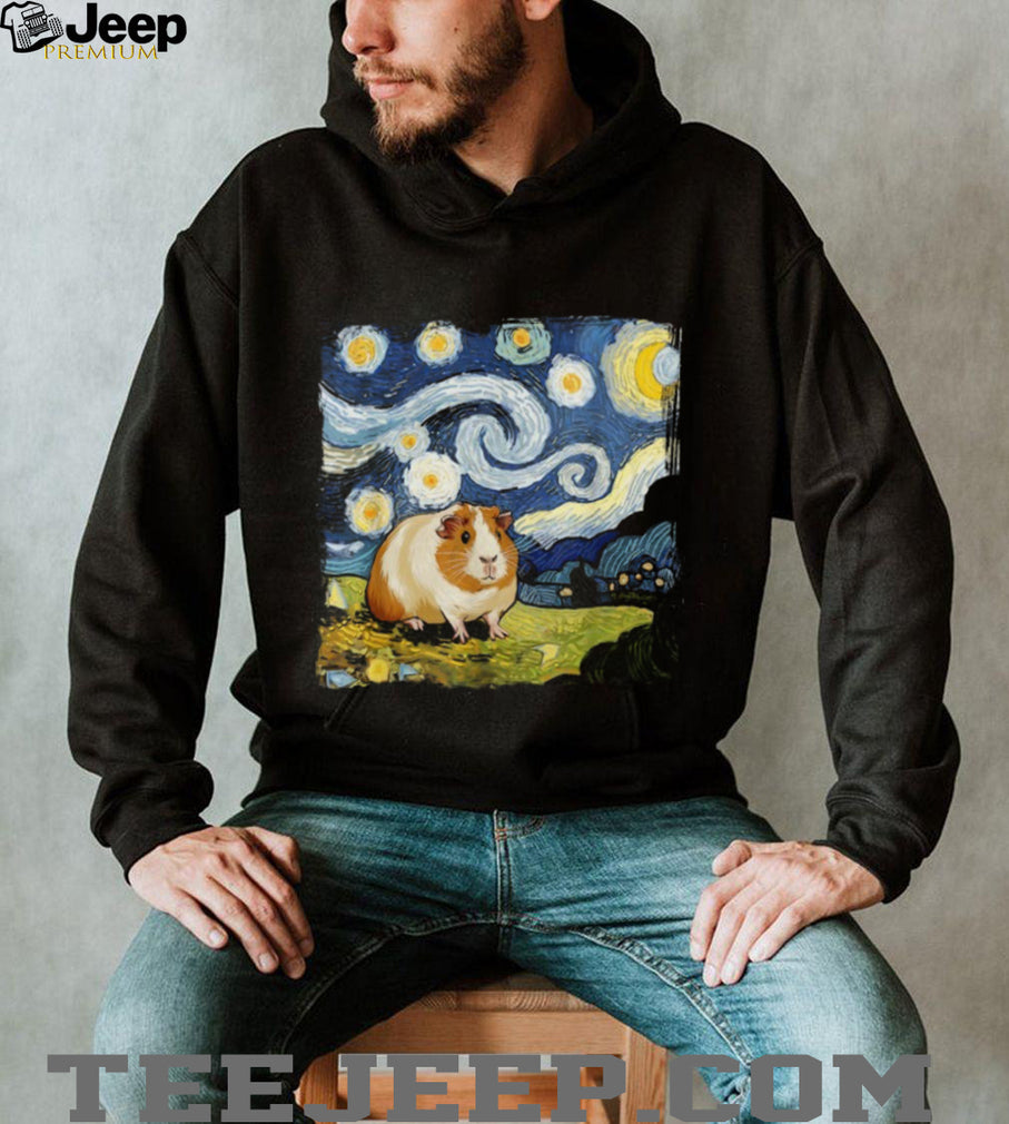 Starry Night Guinea Pig Van Gogh Style Artistic Pet Lover T Shirt