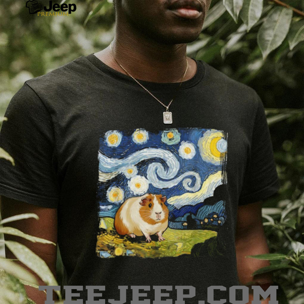 Starry Night Guinea Pig Van Gogh Style Artistic Pet Lover T Shirt