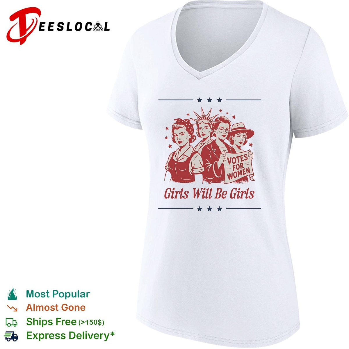 Statue of Liberty Votes for Women Girls Will Be Girls Patriotic Suffrage shirt