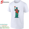 Statue of Liberty wearing New York World Champions Knicks jersey basketball shirt