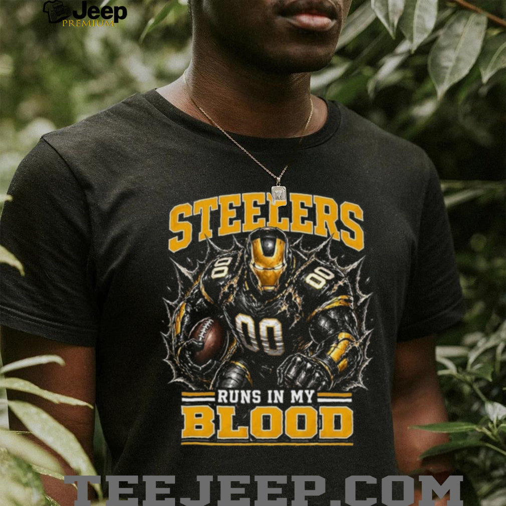 Steelers Football Runs In My Blood Vintage Retro Sports Fan Apparel For Men Women Shirt
