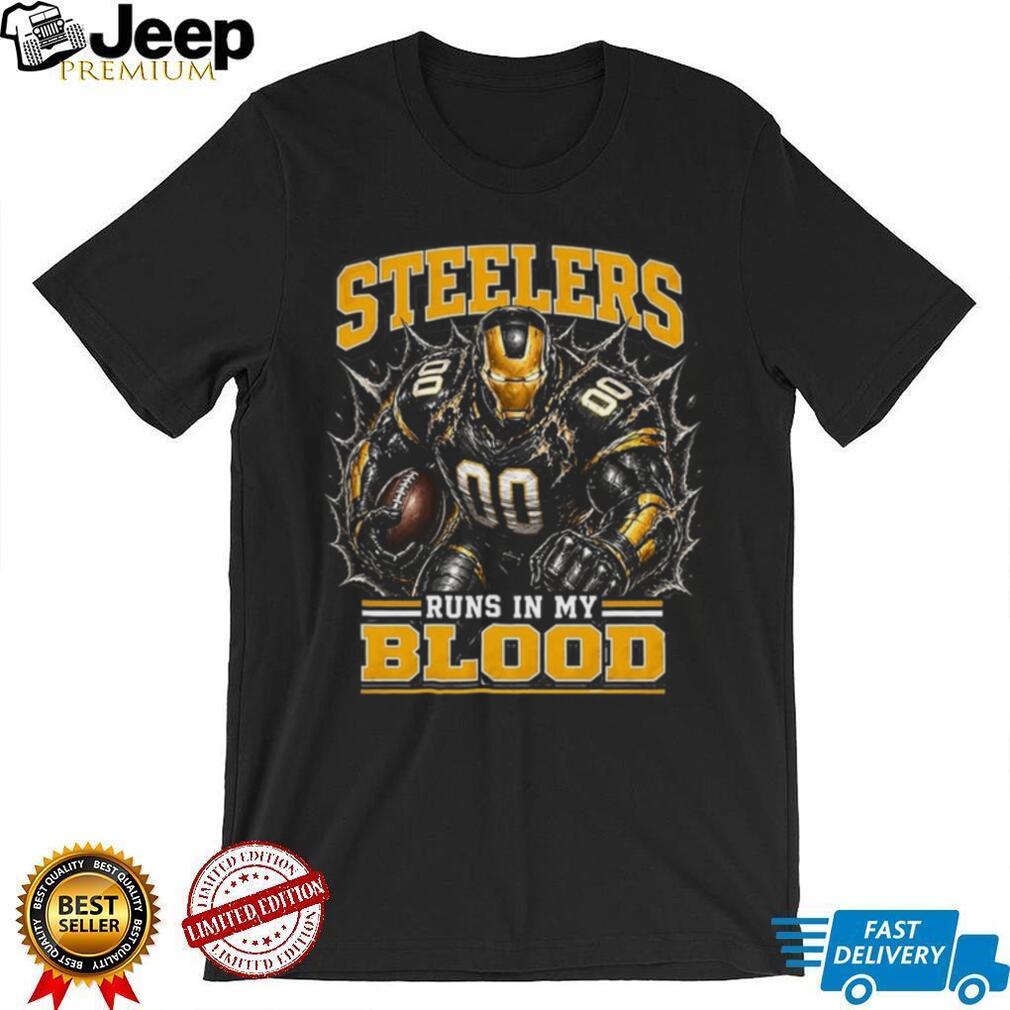 Steelers Football Runs In My Blood Vintage Retro Sports Fan Apparel For Men Women Shirt