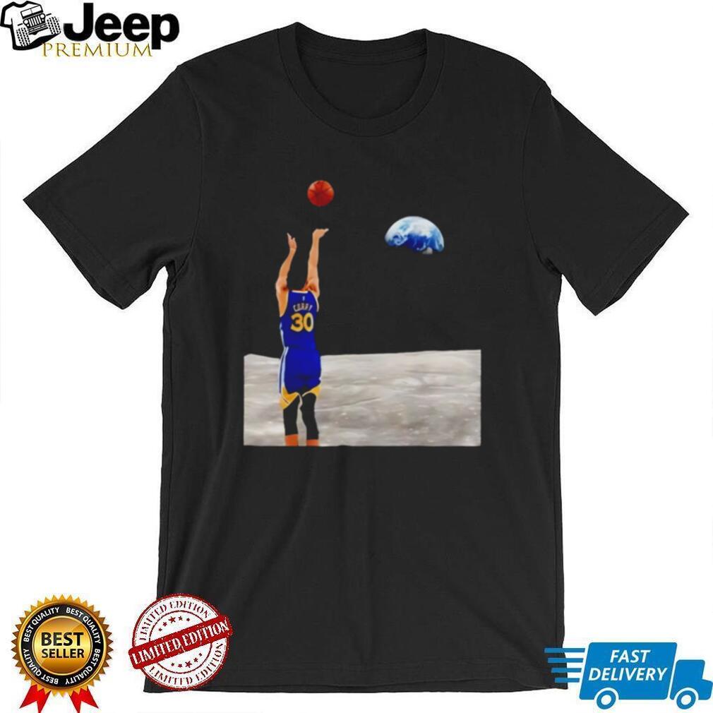 Stephen Curry 30 Moon Shot Space Dunk Earth View Basketball Graphic T Shirt