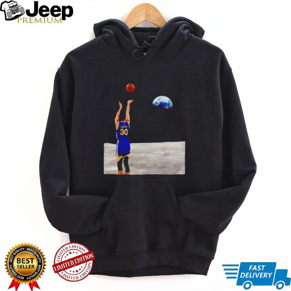 Stephen Curry 30 Moon Shot Space Dunk Earth View Basketball Graphic T Shirt