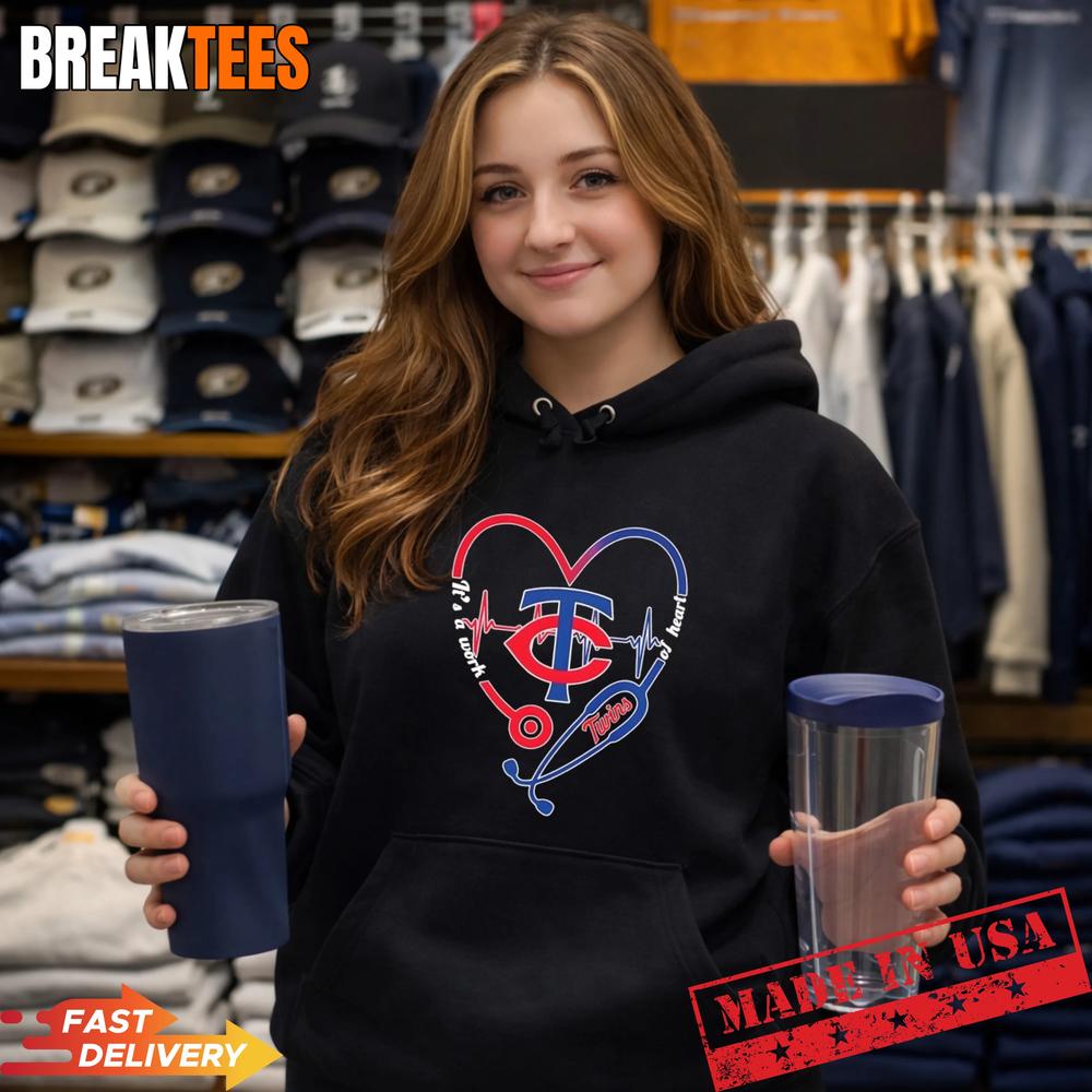 Stethoscope Heart Heartbeat It’s A Work Of Heart Minnesota Twins Baseball Logo T-Shirt