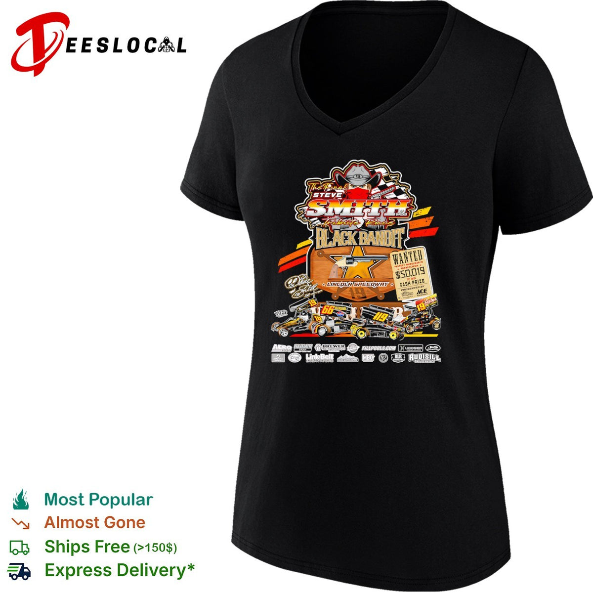 Steve Smith Sr The Final Race Black Bandit Lincoln Speedway shirt