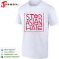 Stop Asian hate cherry blossom pink bold lettering square frame awareness shirt