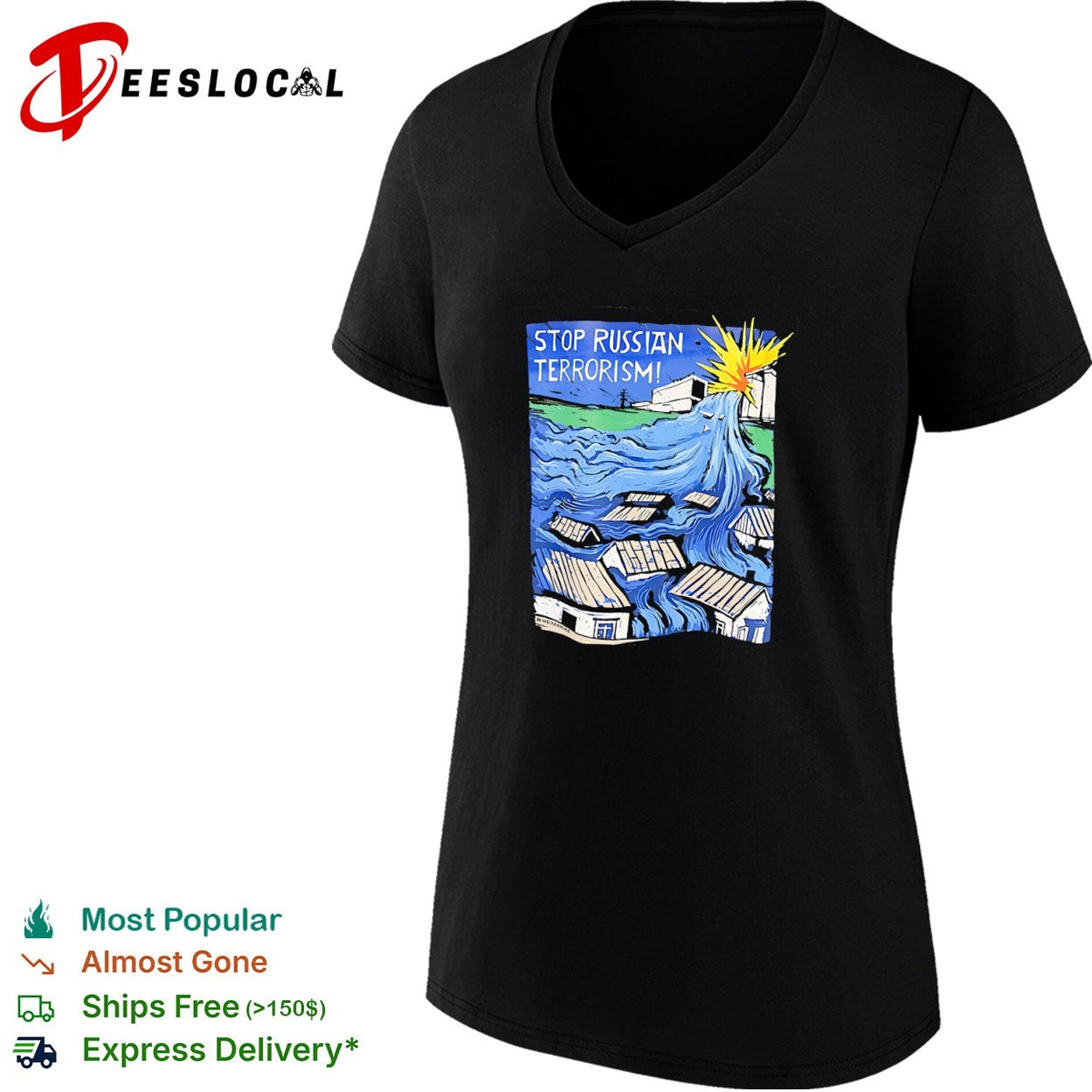 Stop Russian Terrorism Neivanmade Kakhovka Dam Flood War Protest Ukraine shirt