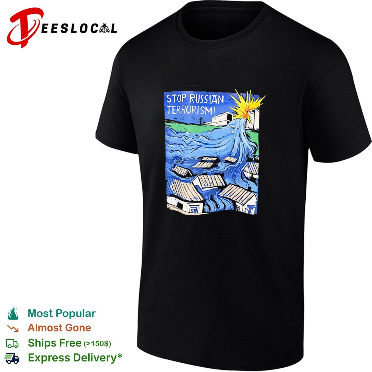 Stop Russian Terrorism Neivanmade Kakhovka Dam Flood War Protest Ukraine shirt
