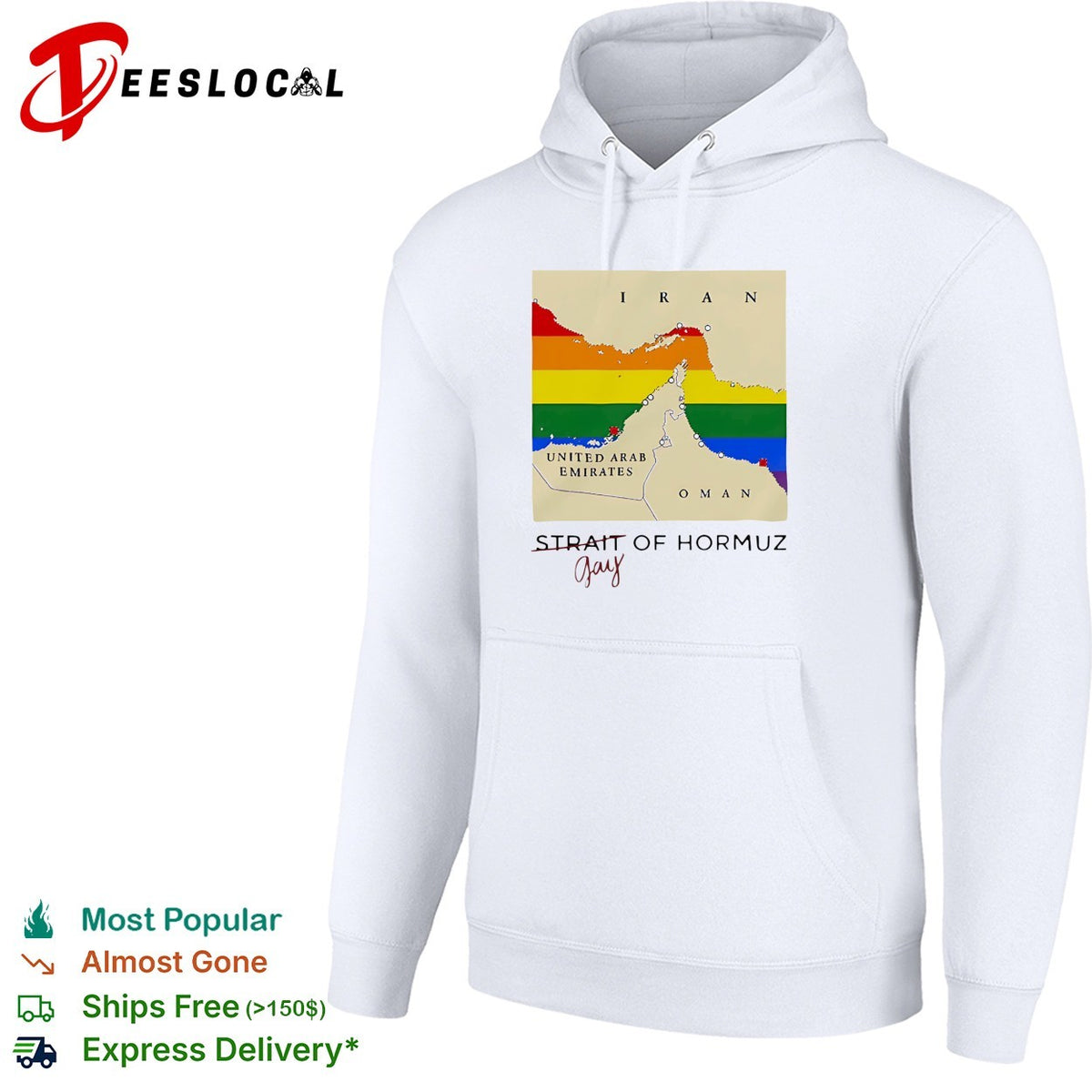 Strait of Hormuz map gay wordplay pun Pride Month shirt