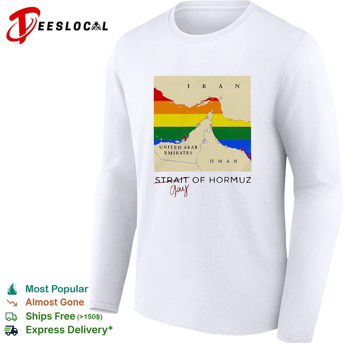 Strait of Hormuz map gay wordplay pun Pride Month shirt