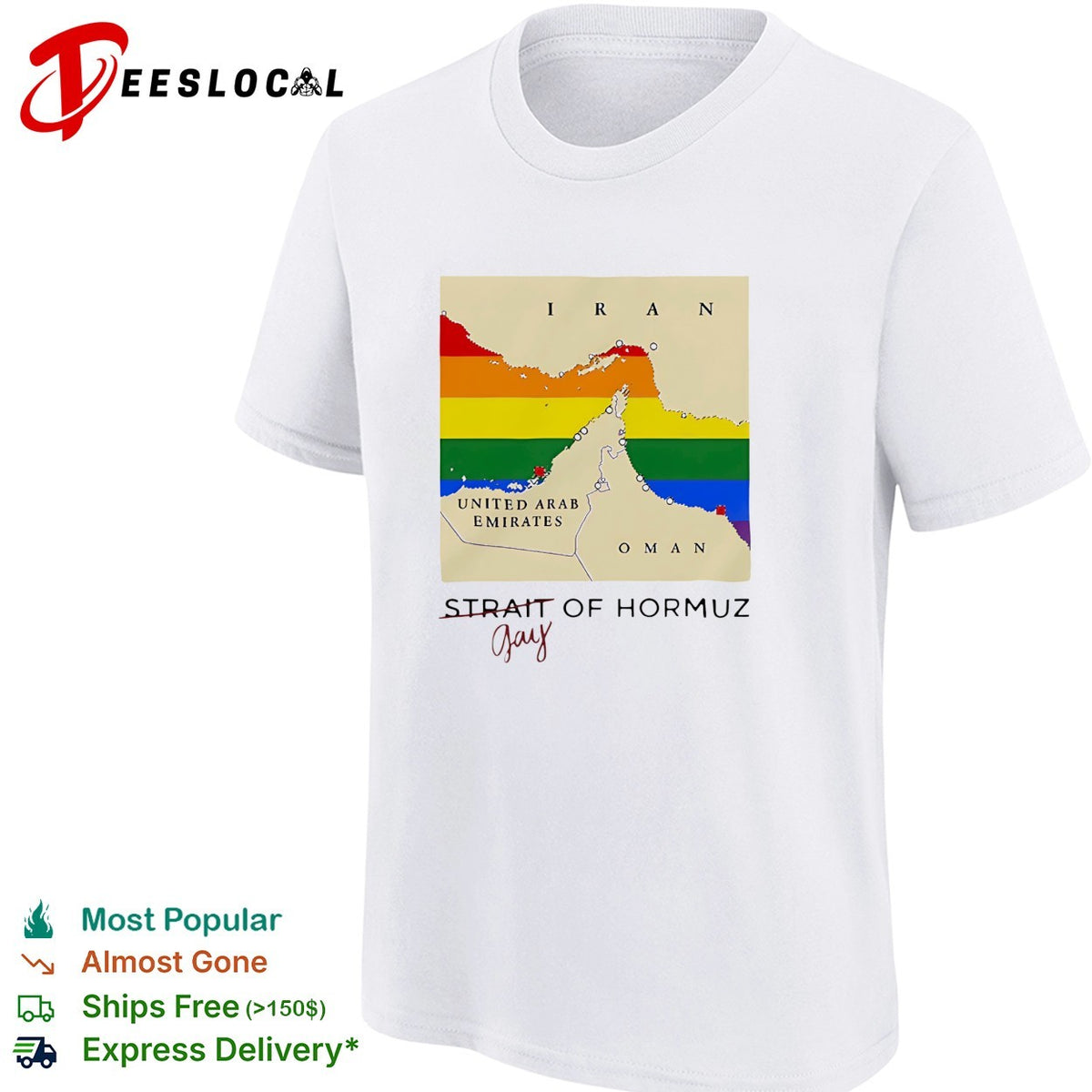 Strait of Hormuz map gay wordplay pun Pride Month shirt