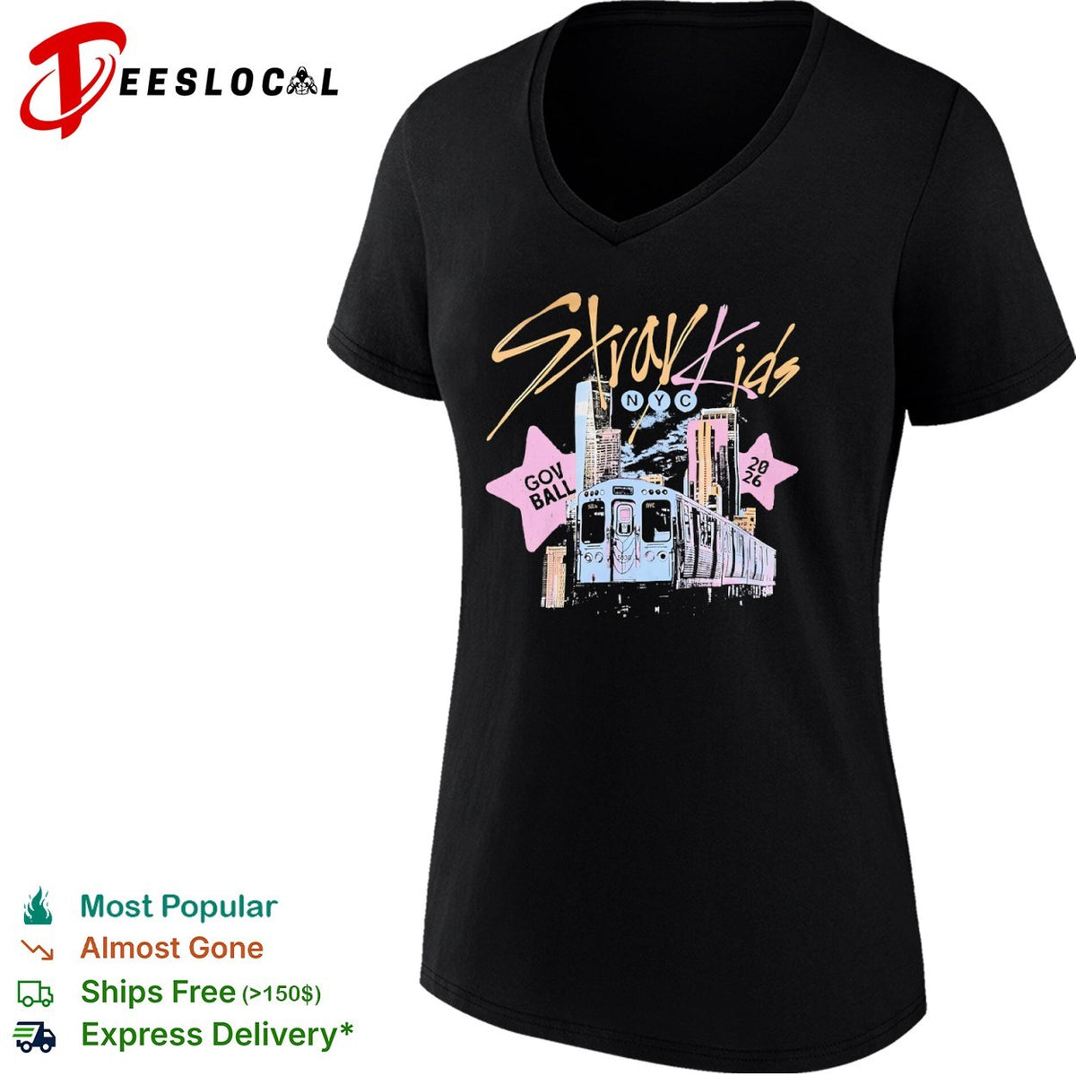 Stray Kids NYC Gov Ball 2026 Subway Train Design Concert Tour Music Festival shirt