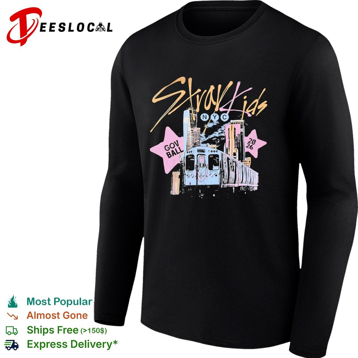 Stray Kids NYC Gov Ball 2026 Subway Train Design Concert Tour Music Festival shirt