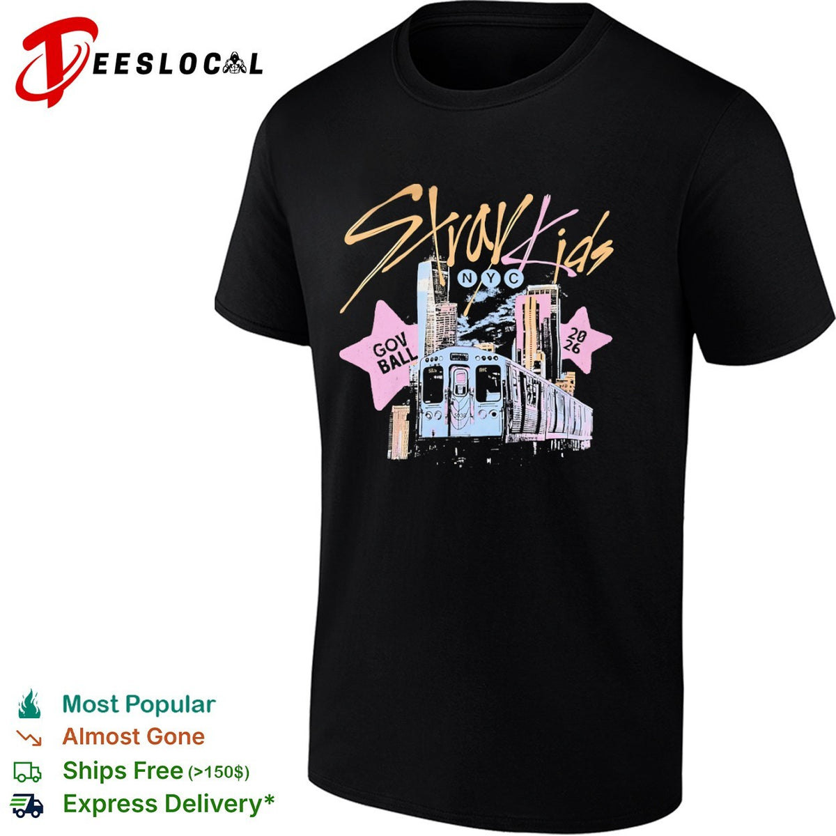 Stray Kids NYC Gov Ball 2026 Subway Train Design Concert Tour Music Festival shirt
