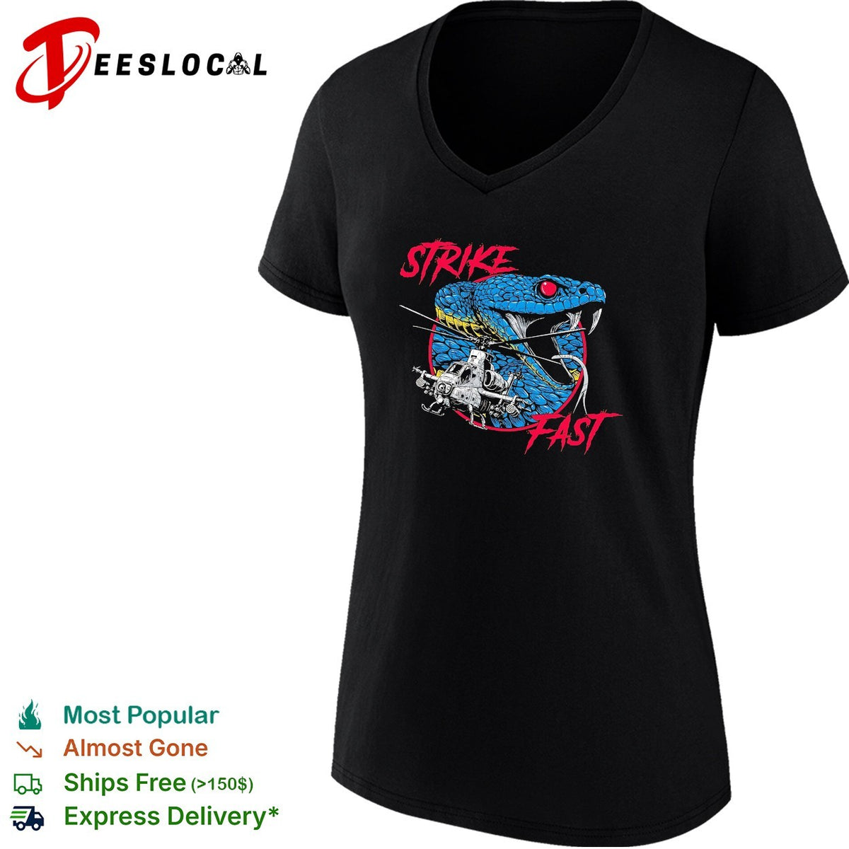Strike fast snake helicopter military graphic shirt