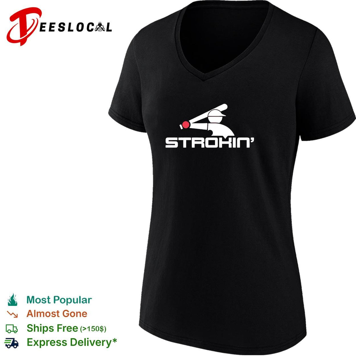 Strokin baseball batter silhouette logo graphic shirt