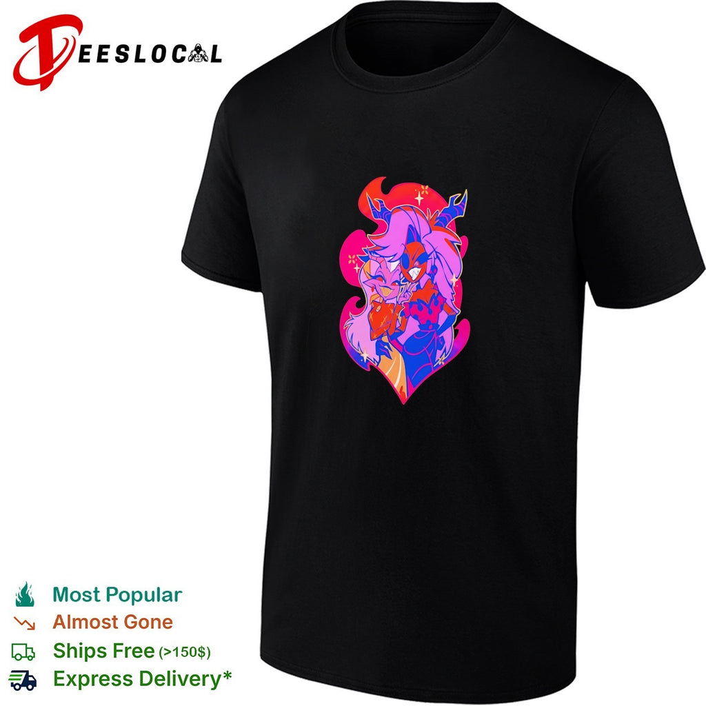 Stylized fantasy female character with dragon wings dark purple illustration art shirt