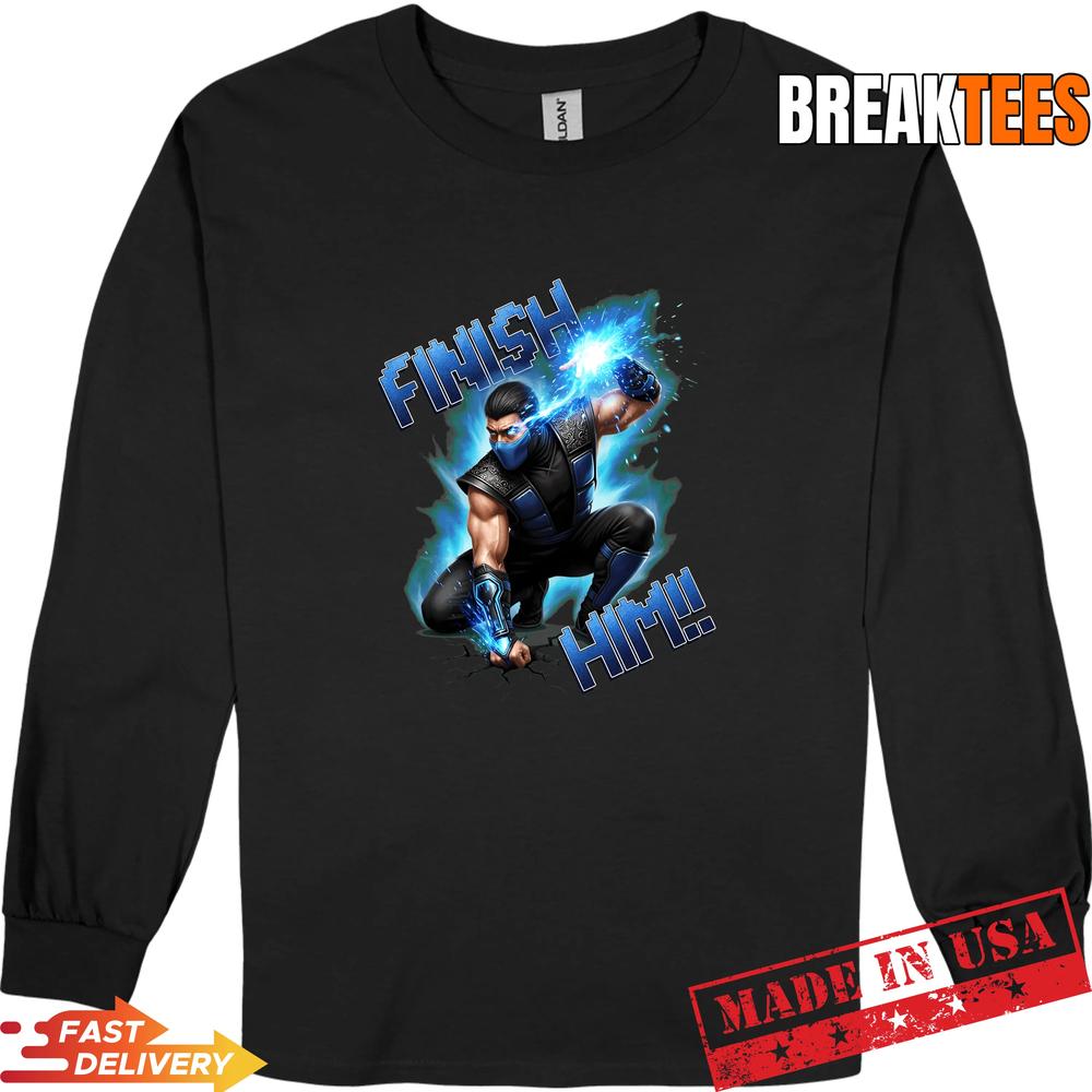 Sub Zero Finish Him Ninja Fighter Blue Energy T-Shirt