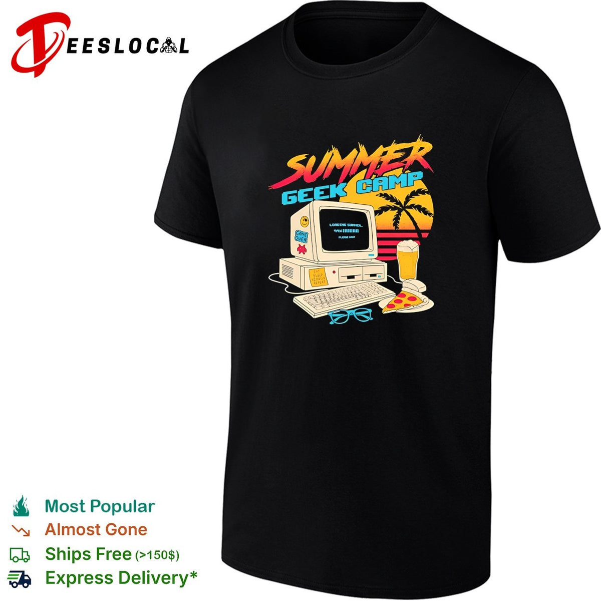 Summer Geek Camp loading summer eat sleep code repeat game over retro gaming shirt