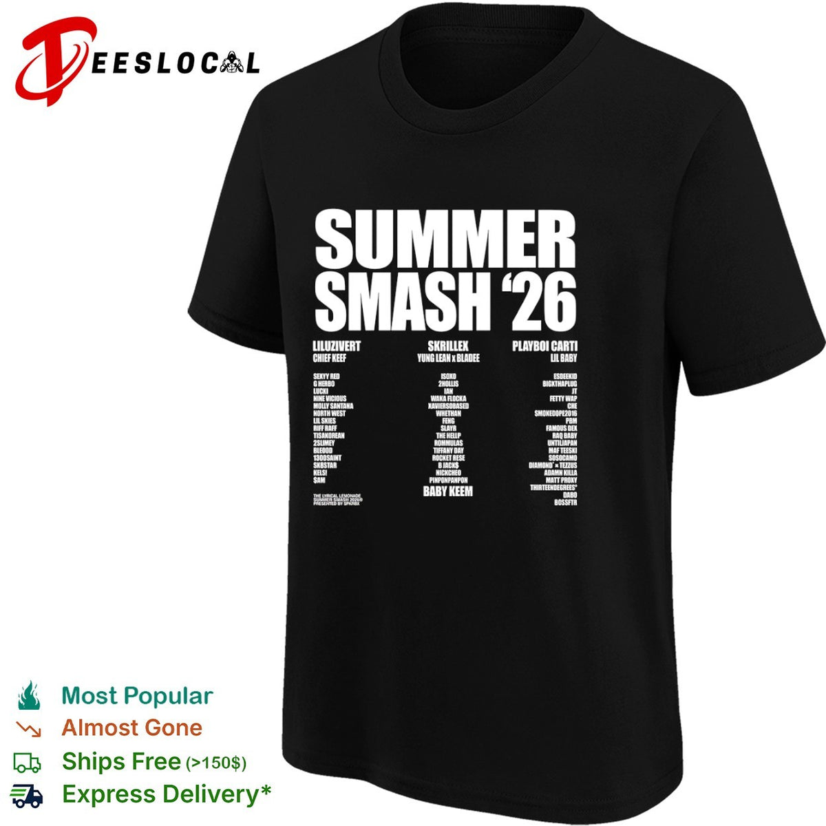 Summer Smash 26 Lil Uzi Vert Chief Keef Skrillex Yung Lean Bladee Playboi Carti shirt