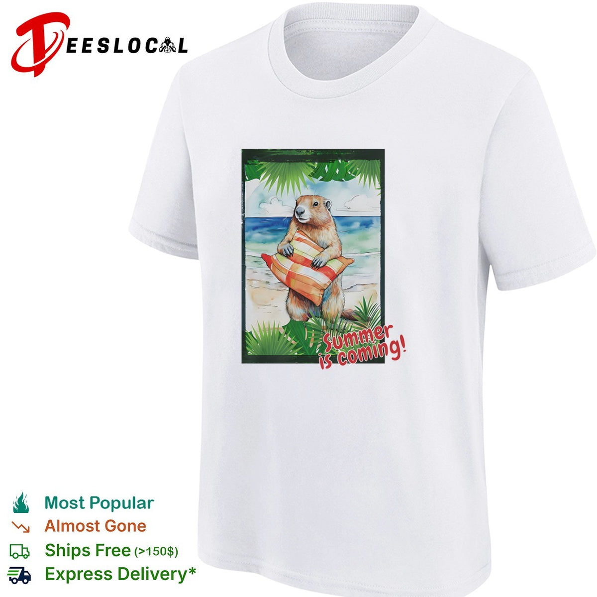 Summer is coming Marmot with Plaid Pillow Beach Watercolor shirt