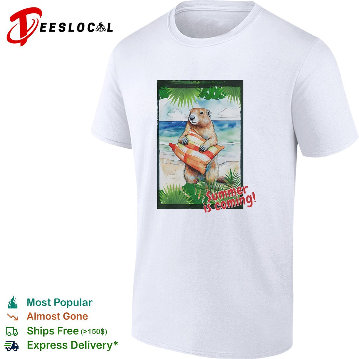 Summer is coming Marmot with Plaid Pillow Beach Watercolor shirt